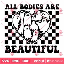 All Bodies Are Beautiful SVG Retro Boho Halloween Ghosts Heart Design SVG