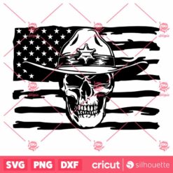 American Sheriff Skull SVG American Flag SVG