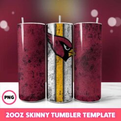 Arizona Cardinals Grunge Tumbler Wrap, 20oz Skinny Tumbler Wrap