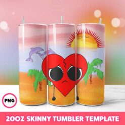 Bad Bunny Sad Heart Tumbler Wrap, Bad Bunny Tumbler Wrap