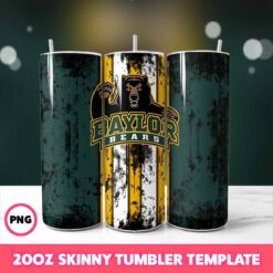 Baylor Bears Grunge Tumbler Wrap, 20oz Skinny Tumbler Wrap