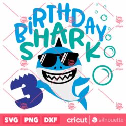 Birthday Shark Three SVG Boys Third Birthday T Shirt SVG