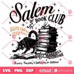 Black Cat Salem Book Club All Witches Welcome SVG