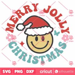 Boho Smiley Christmas Santa SVG Retro Merry Jolly Christmas SVG