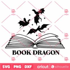 Book Dragon SVG, Fourth Wing SVG, Fantasy Book SVG, Bookworm SVG, Dragon Book Lover SVG