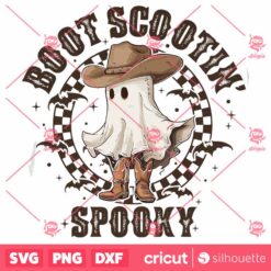 Boot Scoot Spooky SVG, Western Ghost SVG, Retro Halloween Design Cowboy Ghost SVG