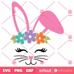 Bunny Face Flowers SVG Easter SVG