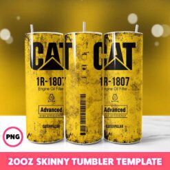 Caterpillar Cat Yellow Grunge Oil Tumbler Wrap, 20oz Skinny Tumb