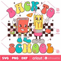 Checkered Back To School Book Pencil SVG