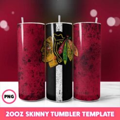 Chicago Blackhawks Grunge Tumbler Wrap, 20oz Skinny Tumbler Wrap