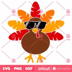 Cool Turkey SVG Thanksgiving Boys Monogram SVG