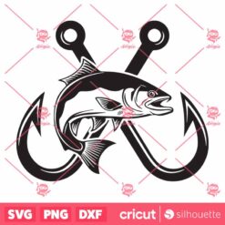 Crossed Fish Hooks SVG Bass Fishing SVG