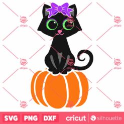 Cute Black Cat SVG Halloween Cat Girl Monogram T Shirt SVG