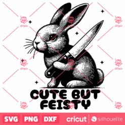 Cute But Feisty SVG, Halloween SVG, Bunny Knife SVG, Halloween SVG, Vintage SVG