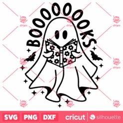 Cute Ghost SVG, Book Lover Cute Ghost SVG, Halloween Ghost Book Nerd SVG