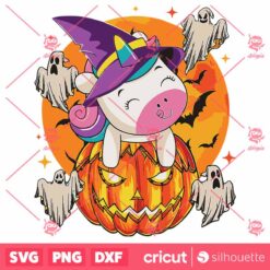 Cute Halloween Unicorn Girls Witchy Trick Or Treat SVG