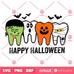 Digital PNG File Dentist Happy Halloween Teeth Ghost Pumpkin Mummy SVG