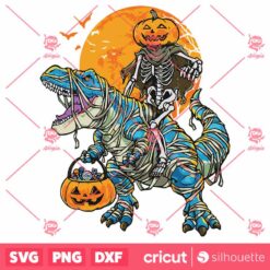 Dinosaur Pumpkin Skeleton Halloween Vintage SVG