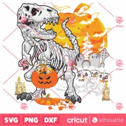 Dinosaur T Rex Skeleton Pumpkin Funny Halloween Costume SVG