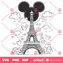 Disney Vacation Eiffel Tower Mickey Mouse Ears SVG