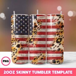 Distressed American Flag Leopard Cheetah Tumbler Wrap, 20oz Skin