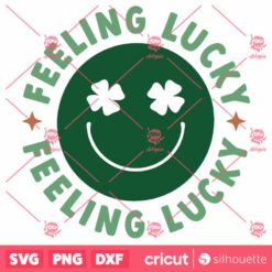 Feeling Lucky SVG, Retro Smiley Face SVG, Shamrock SVG