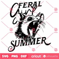 Feral Girl Summer Opossum SVG, Summer SVG, Retro Summer SVG, Hello Summer Feral Girl SVG, Opossum SVG