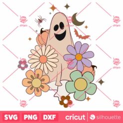 Floral Halloween GhostSVG Groovy Halloween Shirt SVG