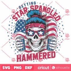 Getting Star Spangled Hammered Skeleton Girl SVG