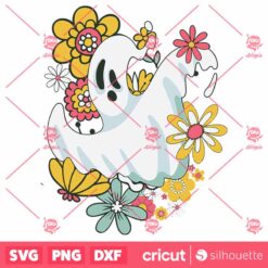 GhostGroovy Vintage Cute Retro Floral Halloween SVG