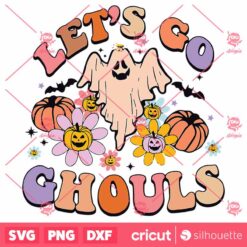 Groovy Lets Go Ghouls Floral GhostHippie Halloween Costume SVG