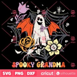 Groovy Vintage Floral Ghost Cute Halloween Spooky Grandma SVG