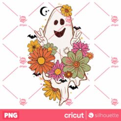 Halloween Boo Fall Flower PNG Sublimation