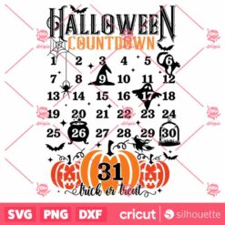 Halloween Countdown SVG Treat Or Treat Calendar Design SVG