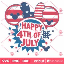 Happy 4th Of July Mickey Ears Usa Flag SVG