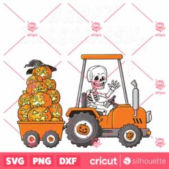 Happy Halloween Skeleton Riding Tractor Toddler SVG