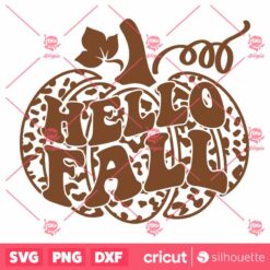 Hello Fall SVG Leopard Pumpkin T Shirt Bw Design SVG