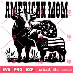 Highlandcow American Mom SVG, MotherS Day Gift Funny New Mama Shirt Design Surprise For Mom SVG, Cow Mama And Baby