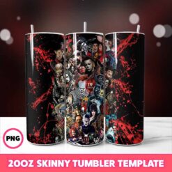 Horror Characters Blood Splattertumbler Wrap 20oz Skinny Tumbler