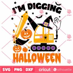 Im Digging Halloween SVG Funny Pumpkins Excavator T Shirt Design SVG