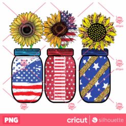 Jars Sunflower PNG Sublimation 4Th Of July PNG