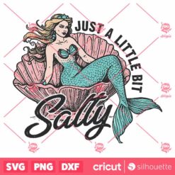 Just A Little Bit Salty SVG, Mermaid Shirt Design Retro Summer Vector SVG, Beach Shirt Design Retro Summer Design