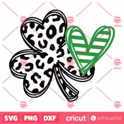 Leopard Shamrock And Heart SVG Funny stPatricks Day SVG