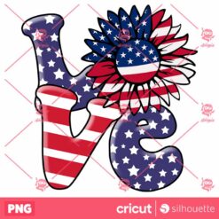 Love Sunflower PNG Sublimation 4Th Of July PNG