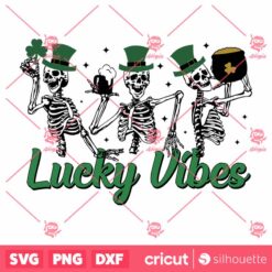 Lucky Vibes SVG Dancing Skeletons SVG