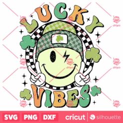 Lucky Vibes SVG, Patrick Day For Boy Girl Kids Retro Groovy Patrick Day SVG, St Patrick Day SVG