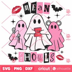 Mean Ghost SVG, Retro Halloween SVG, Ghouls Ghost SVG, Cute Ghost SVG, Pink Ghost SVG