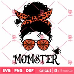 Messy Bun Momster Curly Hair SVG PNG Mama Halloween SVG