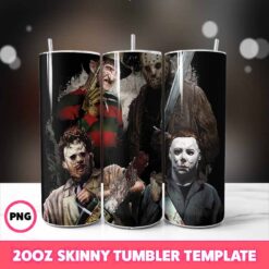 Michael Freddy Leatherface Friday Tumbler Wrap, 20oz Tumbler Des