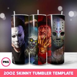 Michael Pennywise Freddy Jason Tumbler Wrap, 20oz Tumbler Design